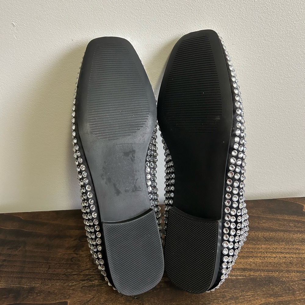 Steve Madden Matais Rhinestone Embellished Square Toe Ballet Flats, Size 9. - Picture 6 of 10